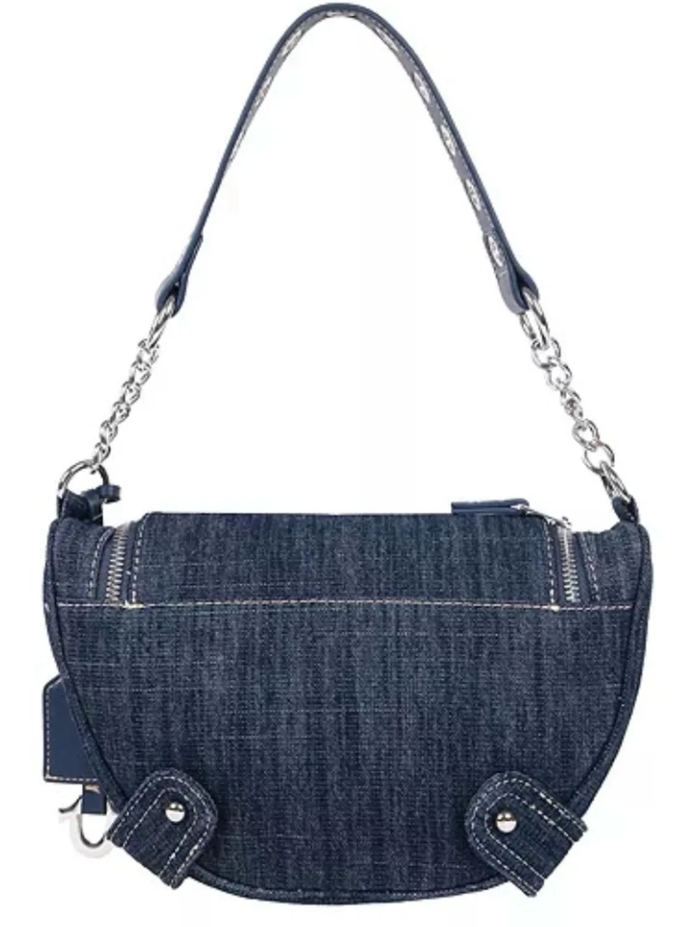 True Religion Denim Classic Logo Grommet Chain Strap Hobo Handbag